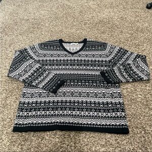 Neve 100% wool V-neck fair isle sweater men’s size XXL